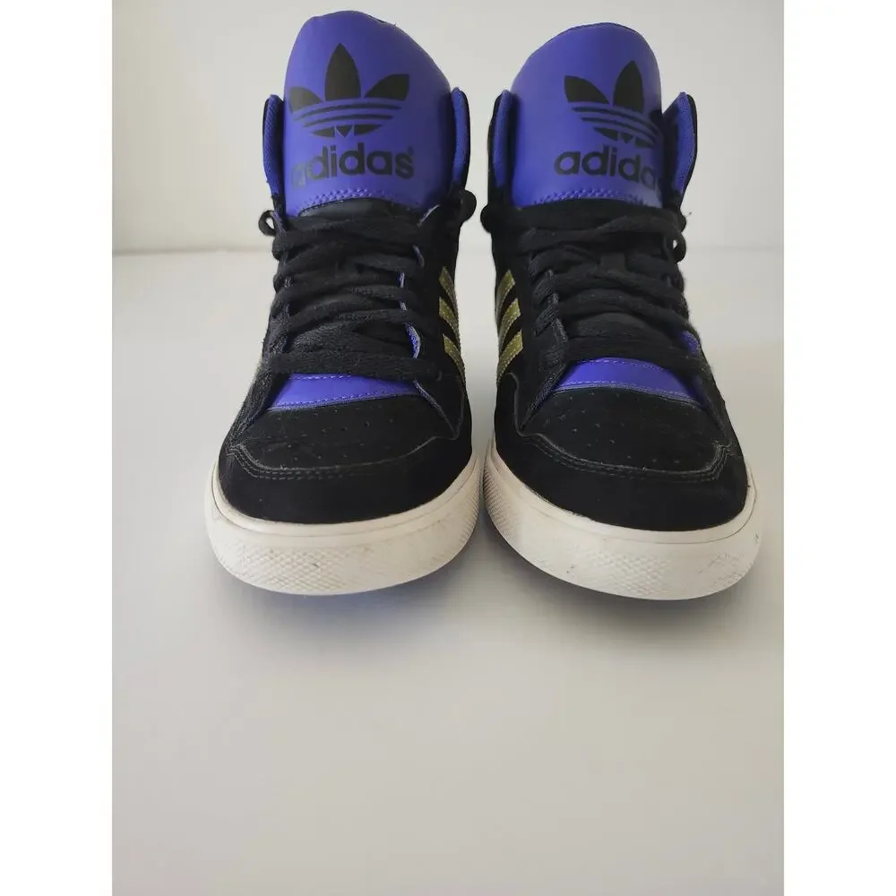 Adidas AR 2.0 Men's Black Gold Purple Sz 9 High Top Sneaker Retro Strap